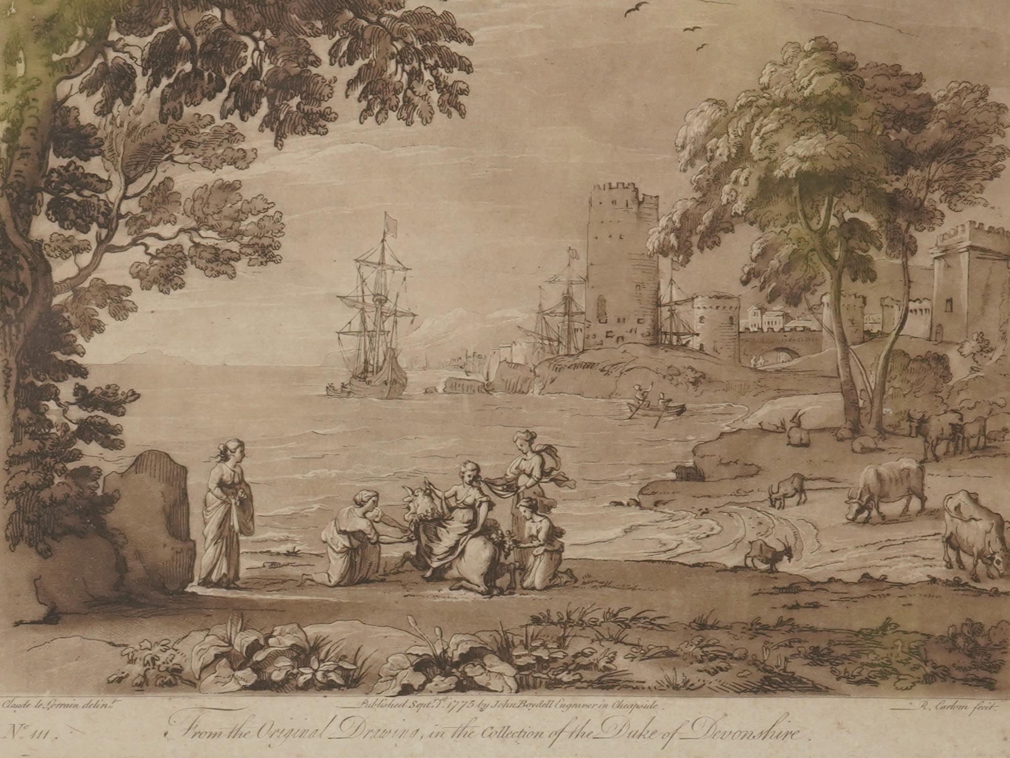 PAIR OF ANTIQUE ETCHINGS AFTER CLAUDE LORRAIN PIC-4